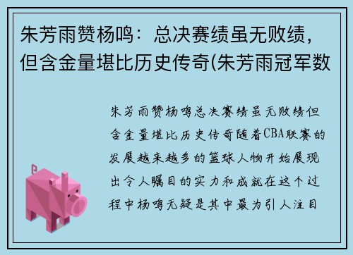 朱芳雨赞杨鸣：总决赛绩虽无败绩，但含金量堪比历史传奇(朱芳雨冠军数)